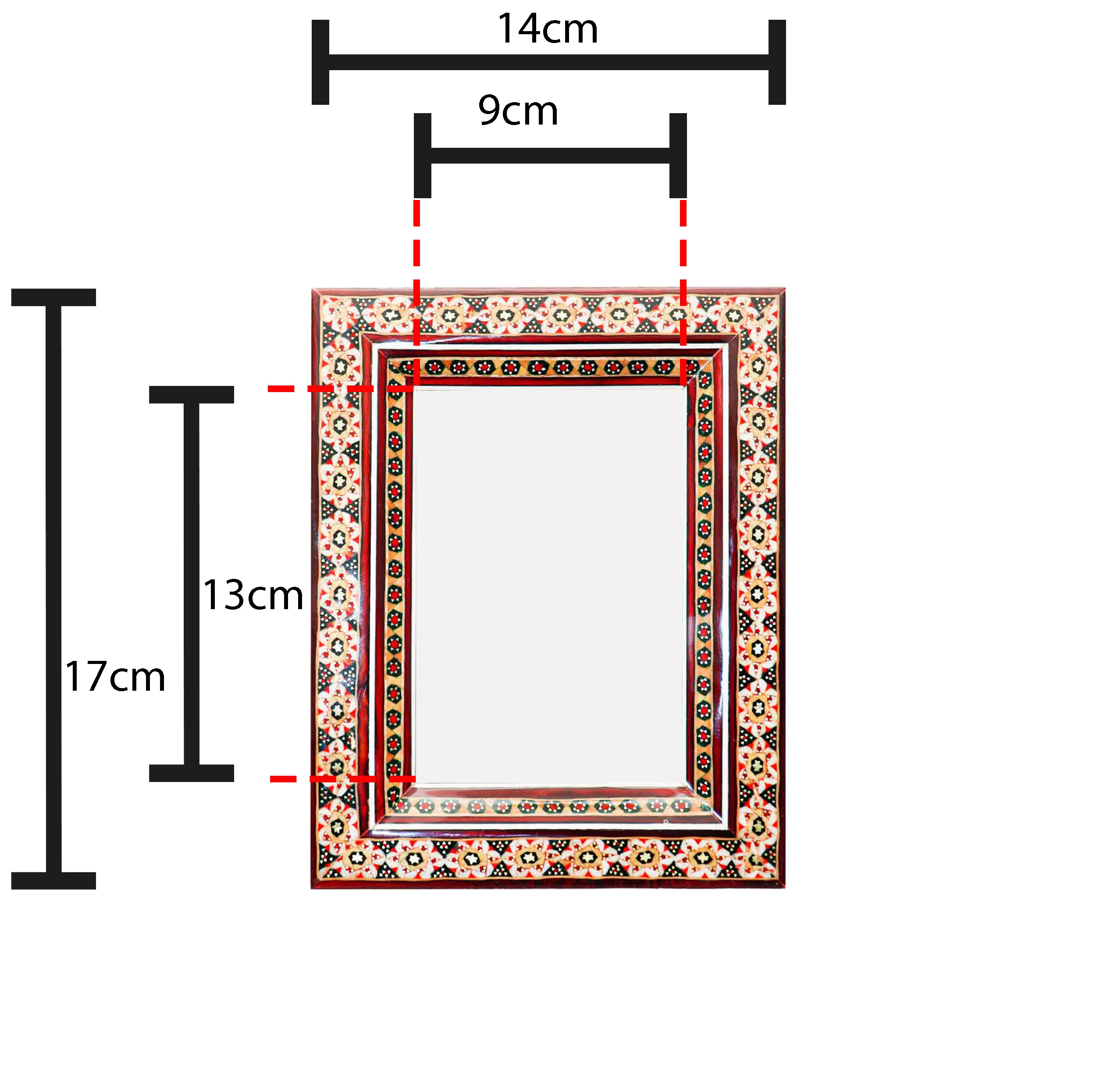 قاب عکس خاتم کاری چوبی صنایع دستی فاخر مدل سنتی طرح تک گل کد 17p14in139