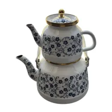 ست کتری و قوری مدل لعابی گل دار گنجایش کتری 2.5 لیتر گنجایش قوری 1لیتر