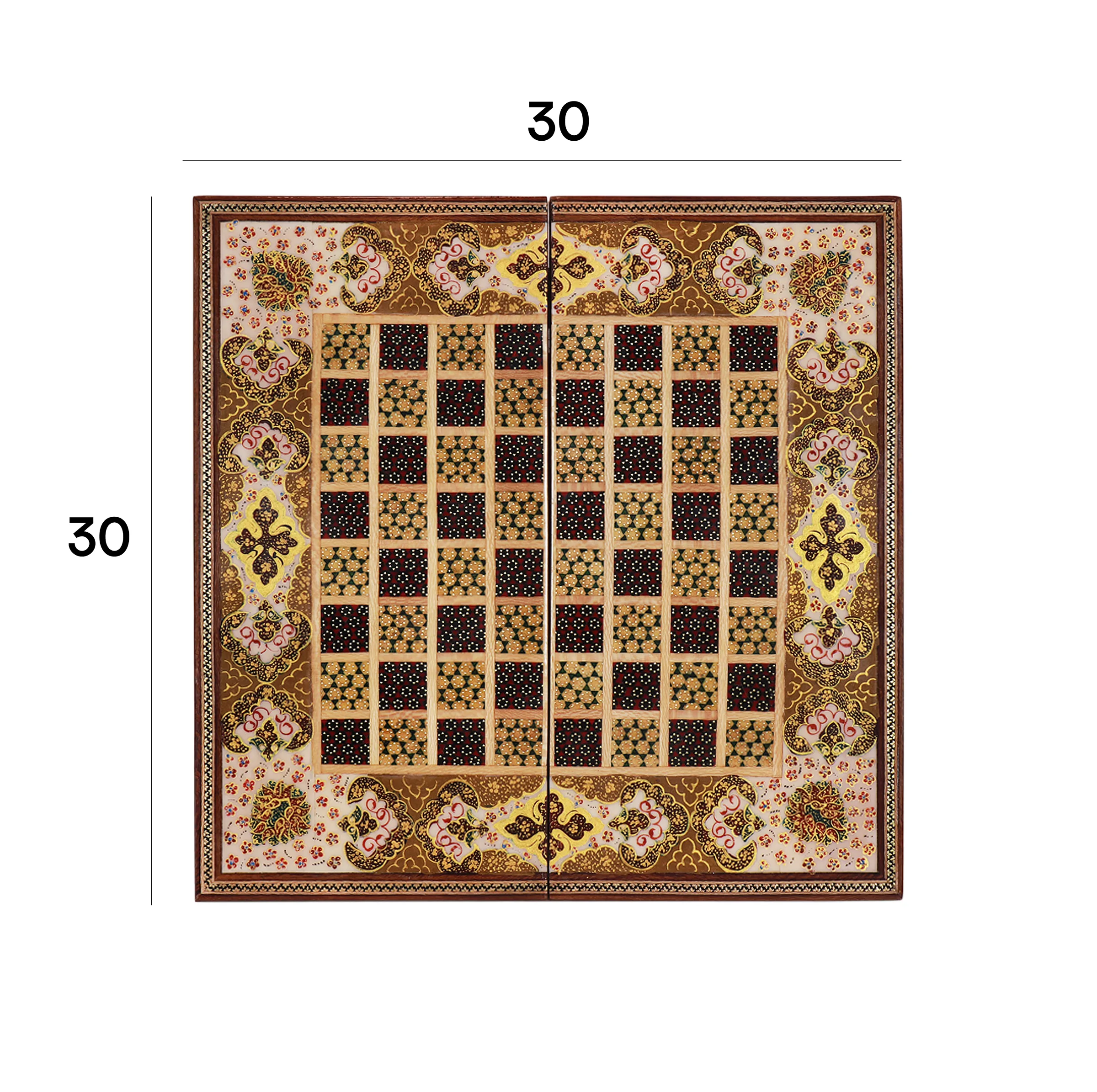 صفحه شطرنج خاتم کاری چوبی فراز هنر مدل نقاشی اسلیمی کد 2-30