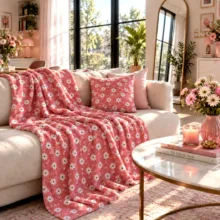 پتو مسافرتی 1 نفره مدل شکوفه ریزه سایز 160×220 سانتی‌متر