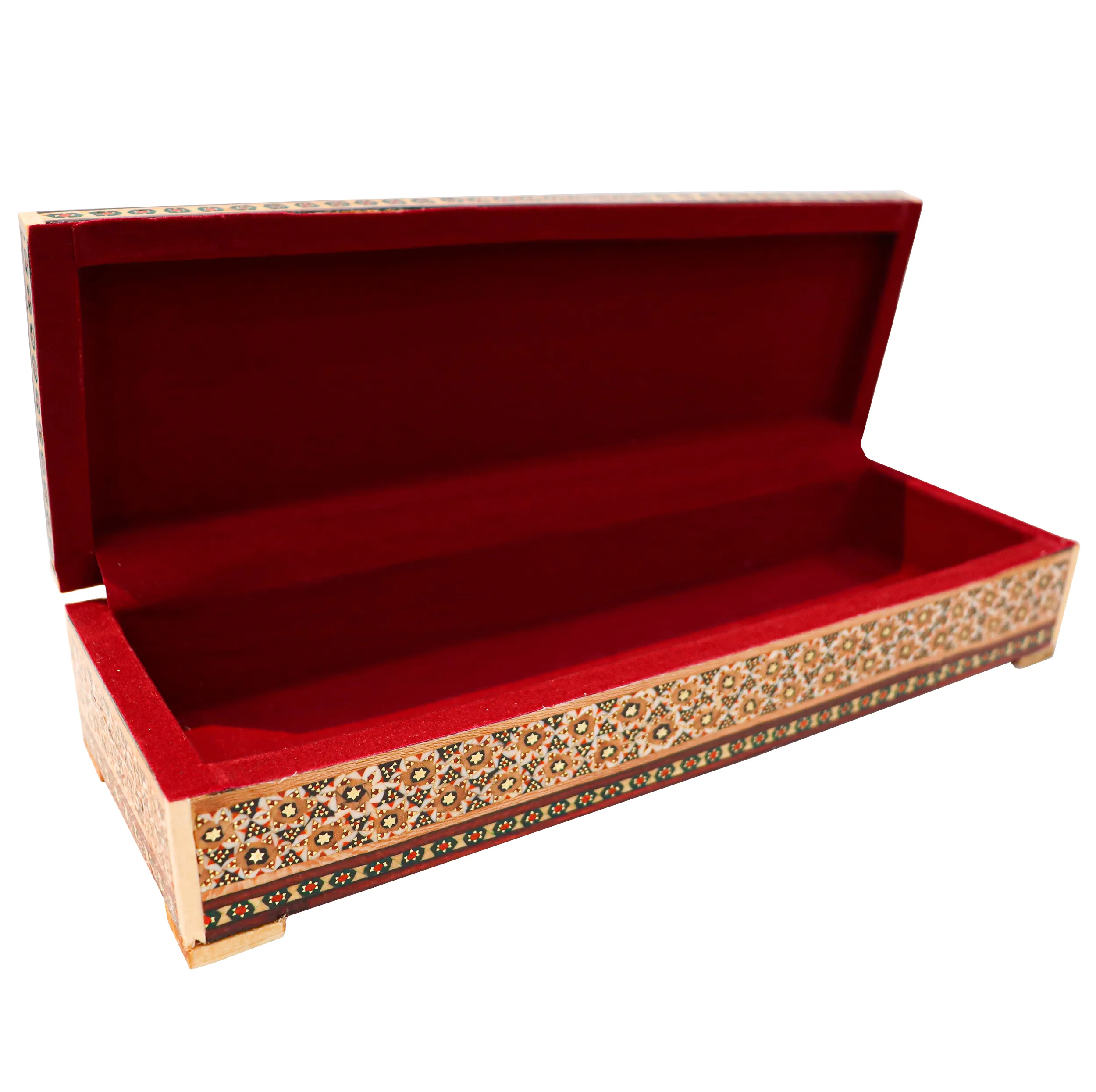 قلمدان خاتم کاری مدل دردار طرح گل و مرغ برجسته کد 9p29br