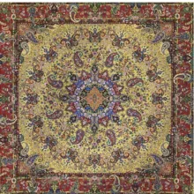رومیزی ترمه ابریشمی خانه ترمه ایران طرح آذرناز خردلی قرمز 7036