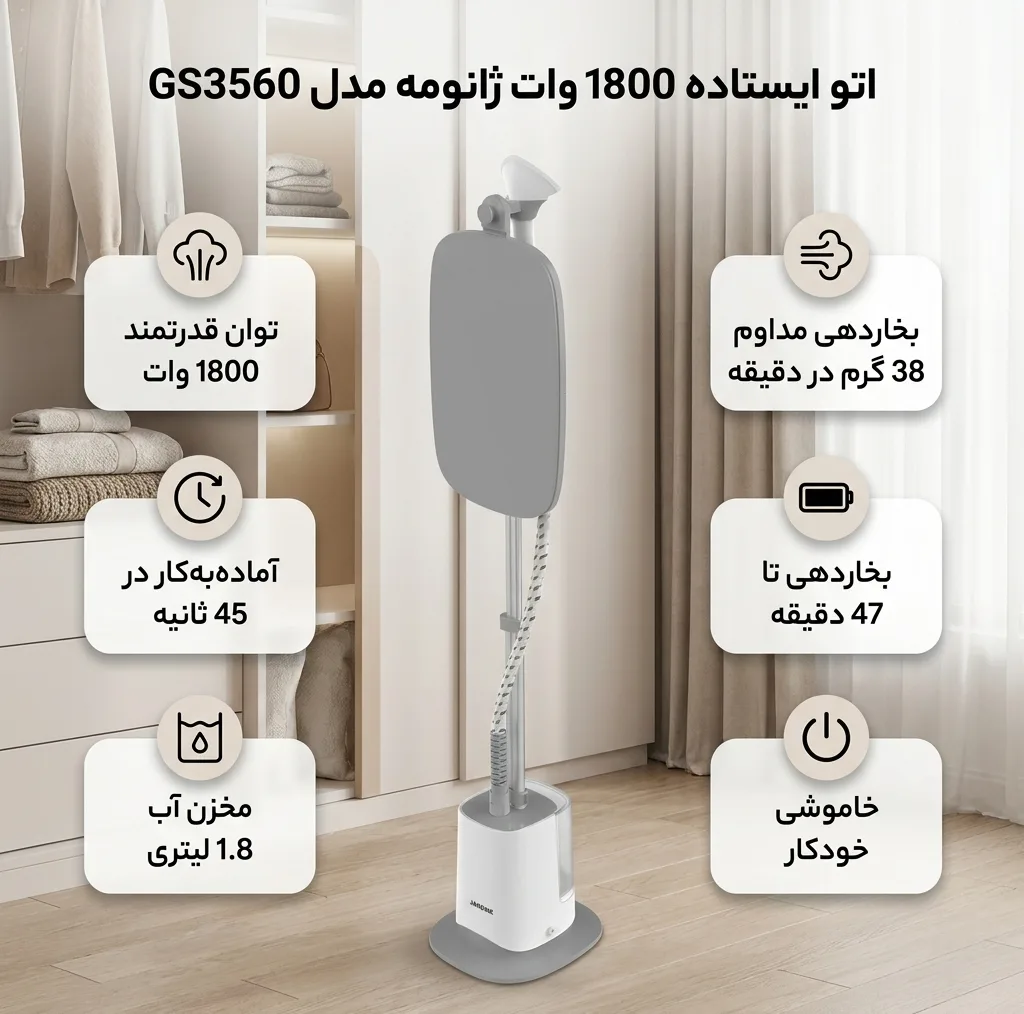 اتو ایستاده 1800 وات ژانومه مدل GS3560