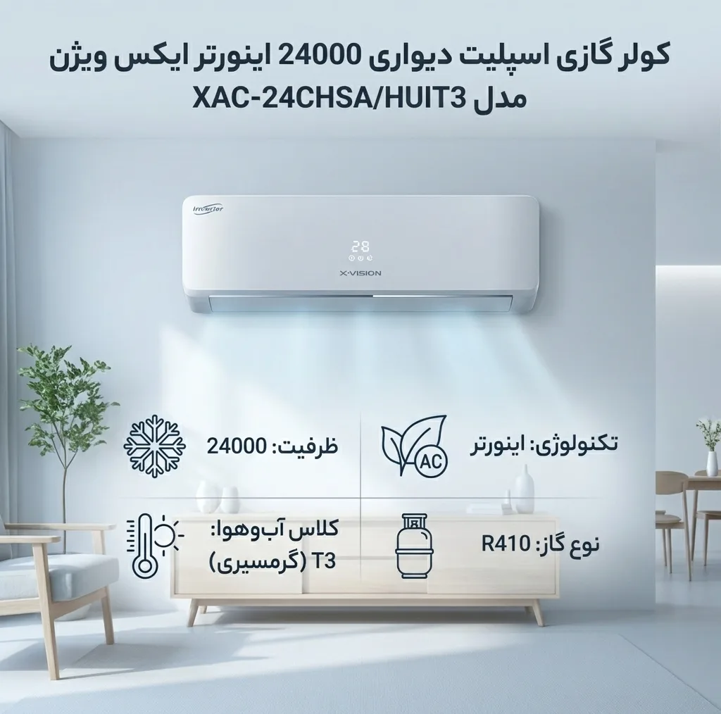 کولر گازی اسپلیت دیواری 24000 اینورتر ایکس ویژن مدل XAC-24CHSA/HUIT3