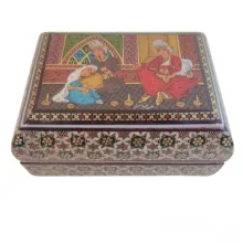 جعبه جواهرات خاتم کاری طرح مطرب و چنگ کد 01