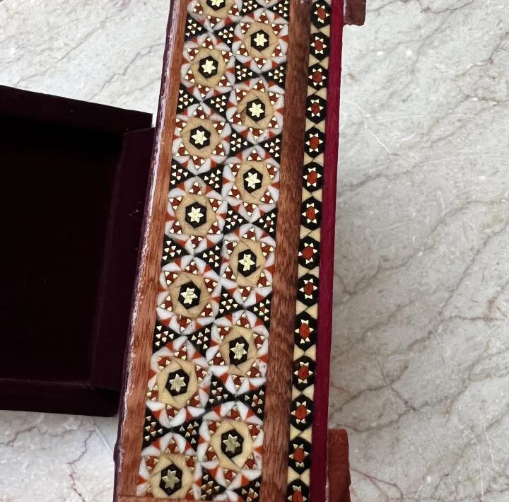 جعبه جواهرات خاتم کاری چوبی مدل نقاشی