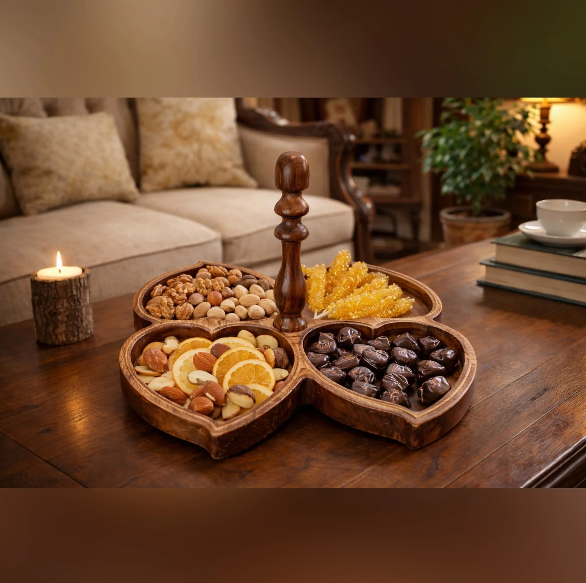 اردو خوری چوبی مدل قلب طرح ۴ خانه