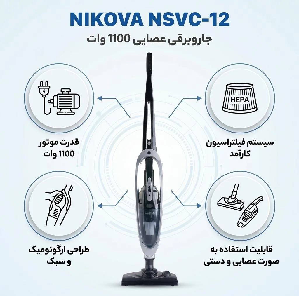 جاروبرقی 1100 وات نیکووا مدل NSVC-12