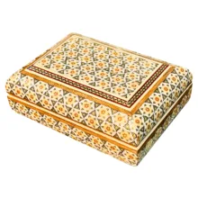 جعبه جواهرات خاتم کاری صنایع دستی فاخر  طرح خورشیدی کد FullHQGold14p10-2f3