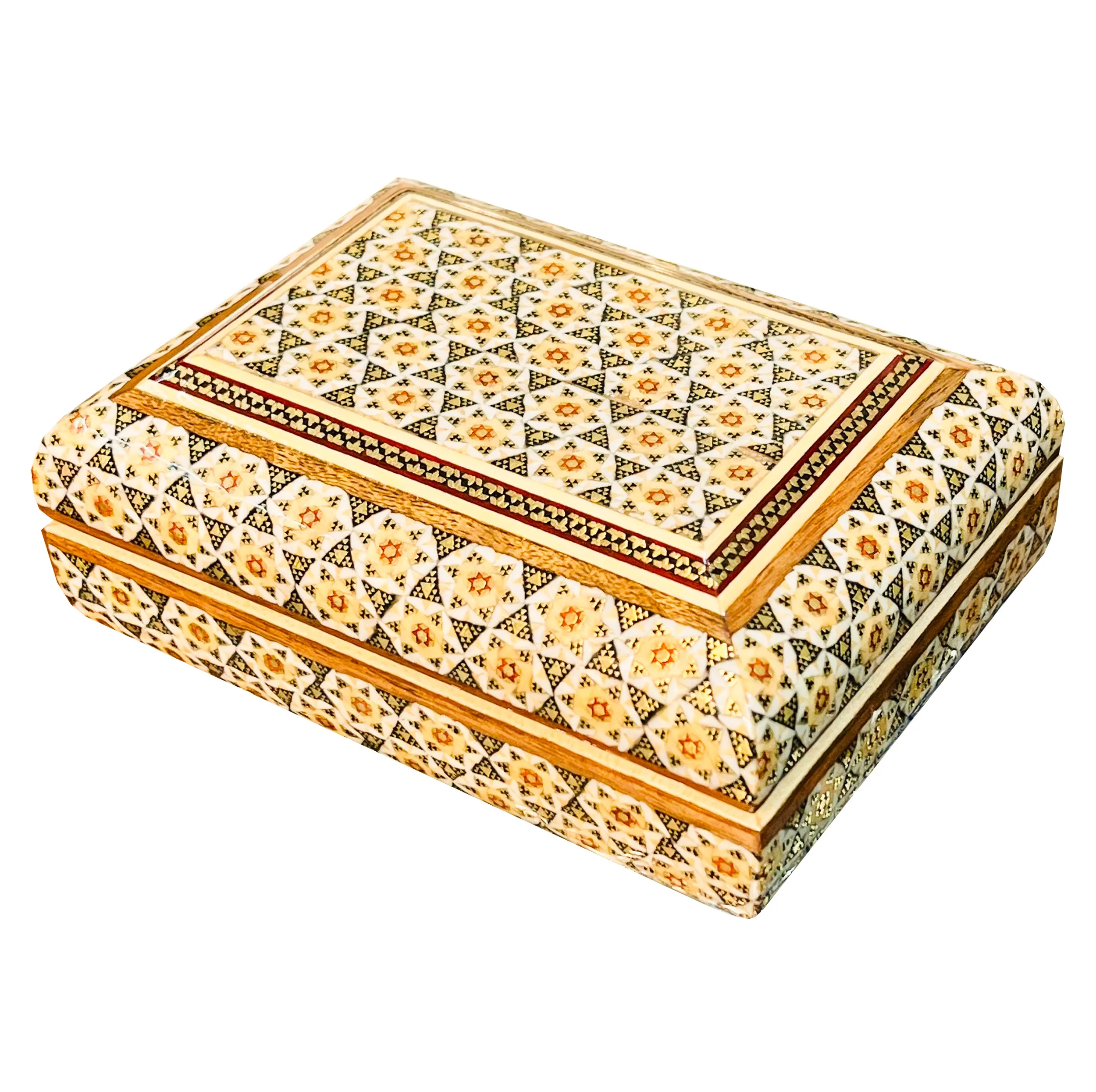 جعبه جواهرات خاتم کاری صنایع دستی فاخر  طرح خورشیدی کد FullHQGold14p10-2f3