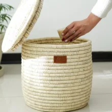سطل برنج حصیری مهتاک دکور مدل استوانه کد 7