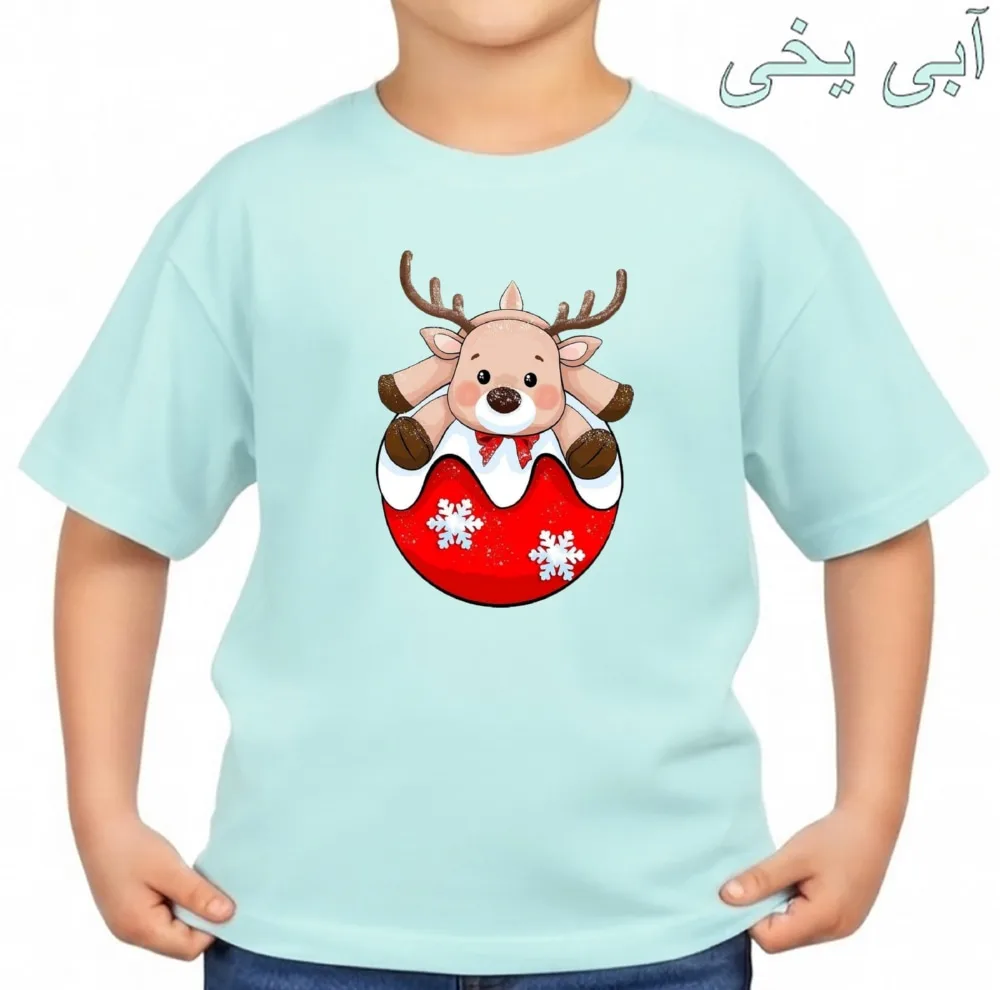 تی‌شرت آستین کوتاه بچگانه مدل گوزن کریسمس کد v1