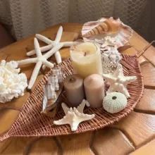 ظرف حصیری مدل مروار طرح برگ مجموعه 3 عددی