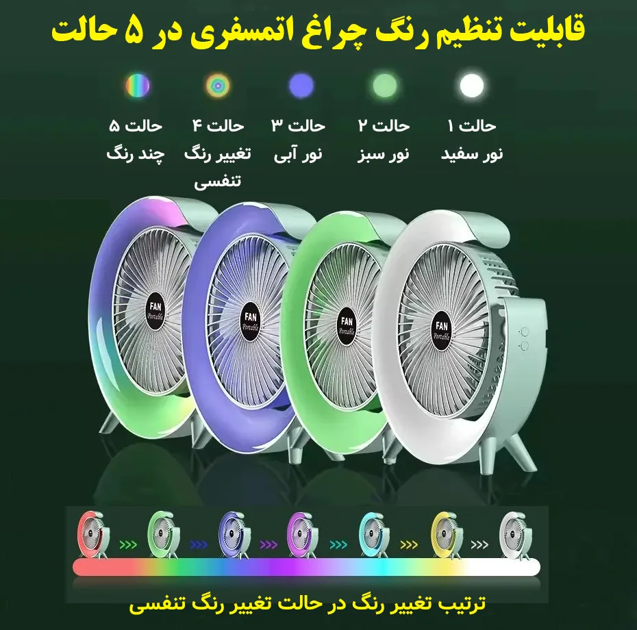 پنکه رومیزی مدل چراغ دار Colorful