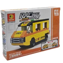 ساختنی 76 تکه ناب سل مدل اتوبوس مدرسه طرح عقب کش کد 76PCS RACING BACK OF THE CAR NO.CD8180TEAM01