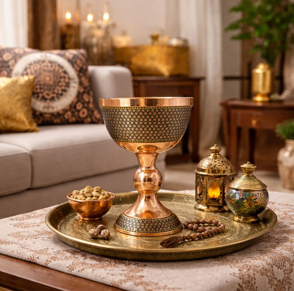 سنگاب خاتم کاری مسی نگارستان نیلی کد JR2901