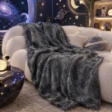 پتو مسافرتی 1.5 نفره مدل شب نما طرح آسمان پر ستاره سایز 175×200 سانتی متر