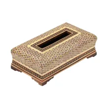 جعبه دستمال کاغذی خاتم کاری چوبی فراز هنر مدل 0010