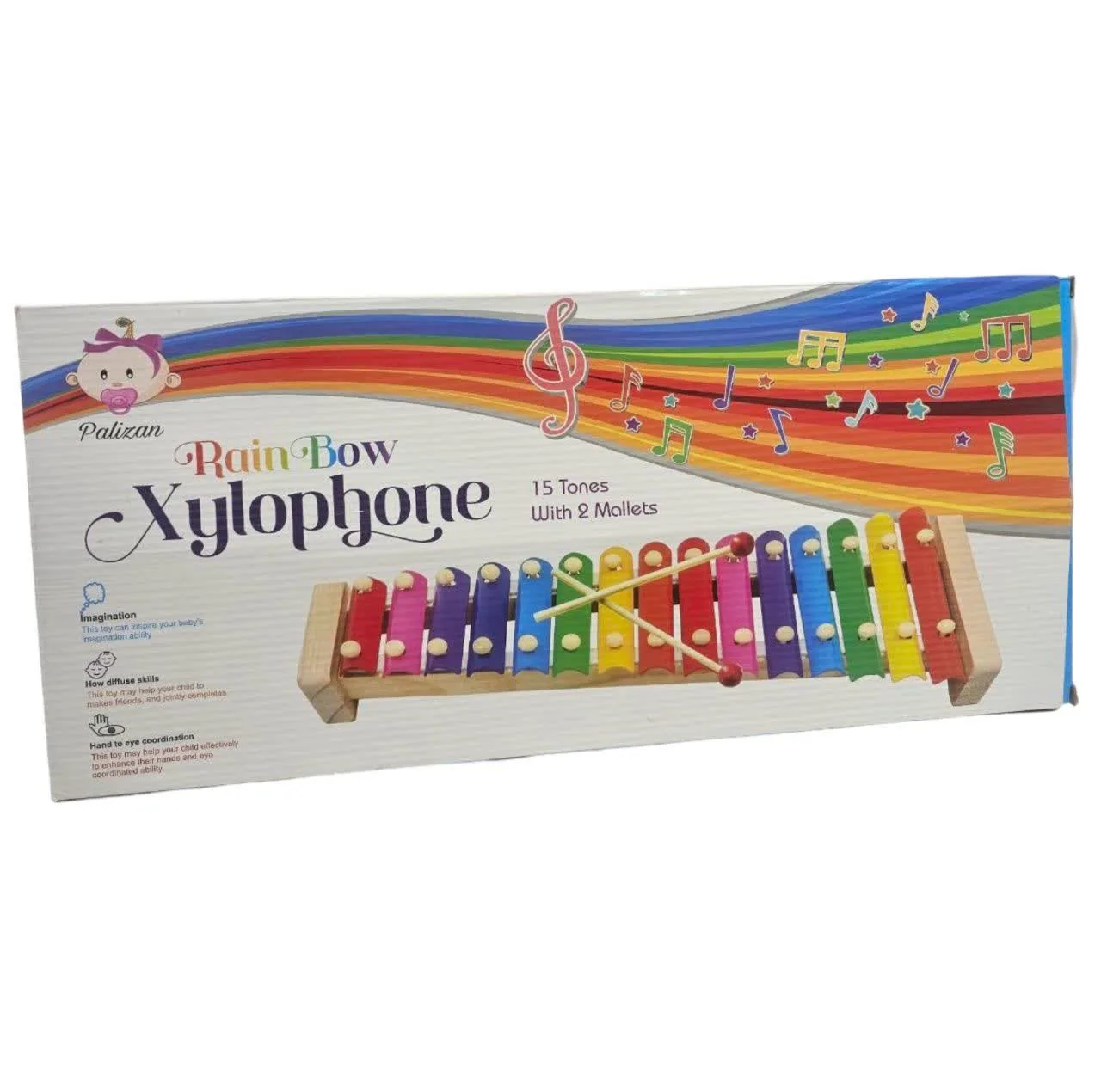 بازی آموزشی بلز ناب سل مدل چوبی 15 نت 15TONES WHITH 2MALLETS