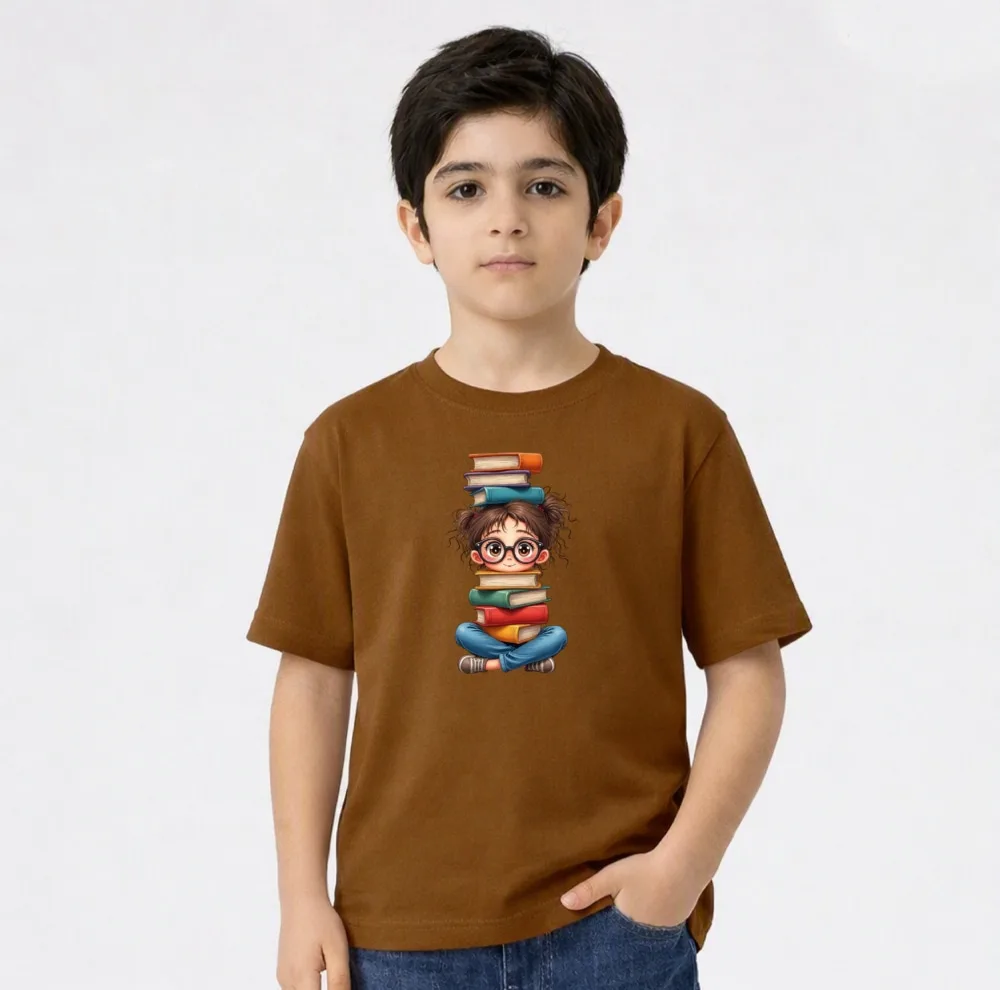 تی‌شرت آستین کوتاه بچگانه مدل دخترک کتاب کد v8
