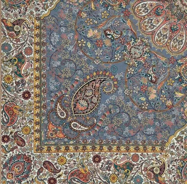 رومیزی ترمه نگین خاتم یزد طرح افشاری کد HJSF