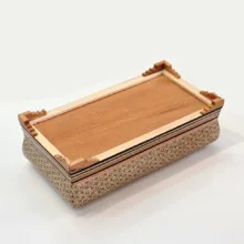 ست جعبه کارد و چنگال و جعبه دستمال کاغذی خاتم کاری چوبی مدل پره وارو