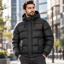 کاپشن مردانه مدل چرم سیلیکونی کد Da-Km-Az-1895-M-1007