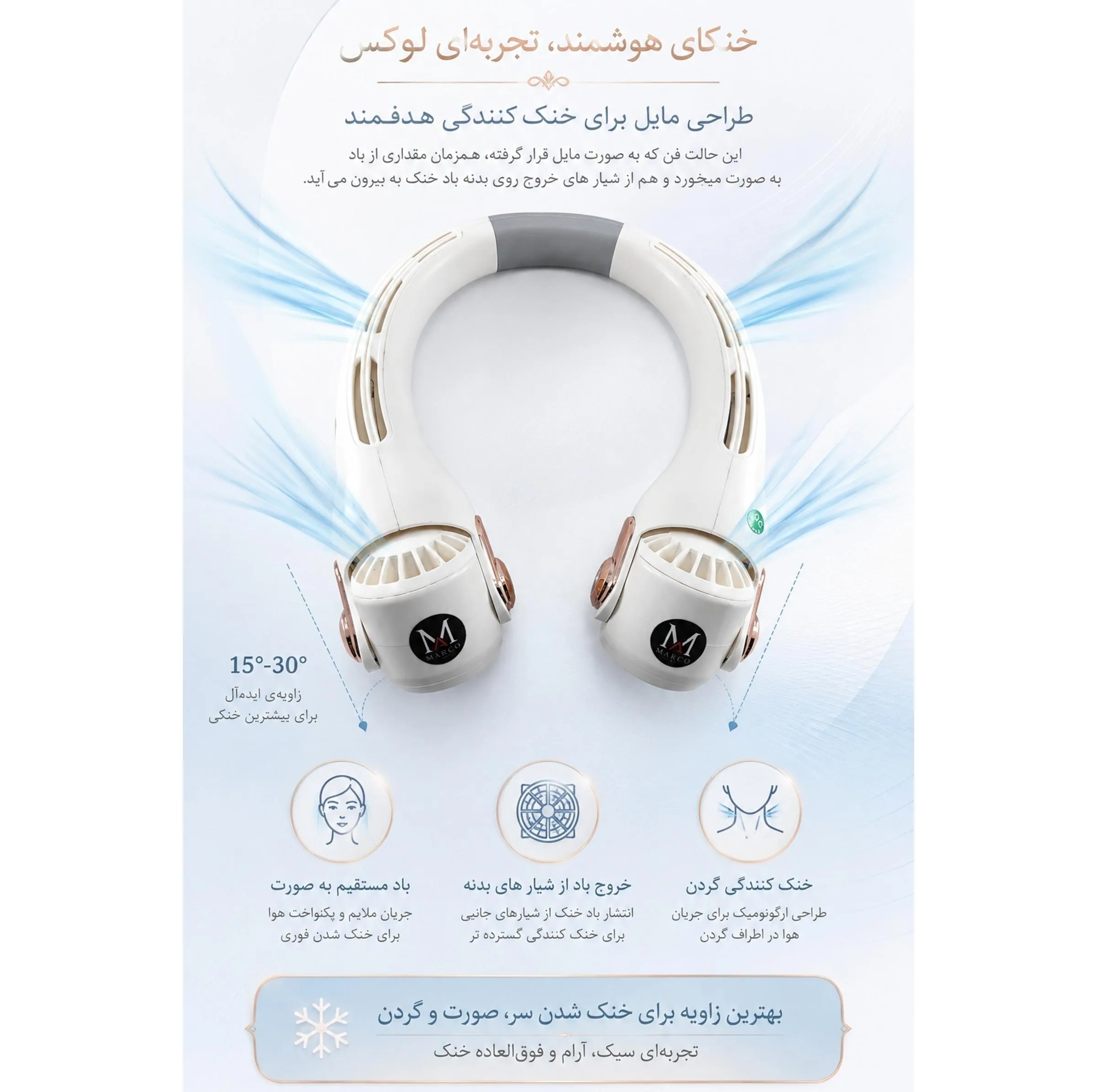 پنکه گردنی همه کاره شارژی مارکو مدل Super-ice-Master