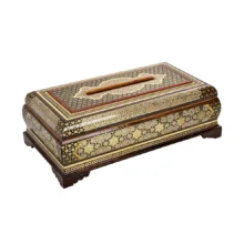 جعبه دستمال کاغذی خاتم کاری مدل اعلا کد 01