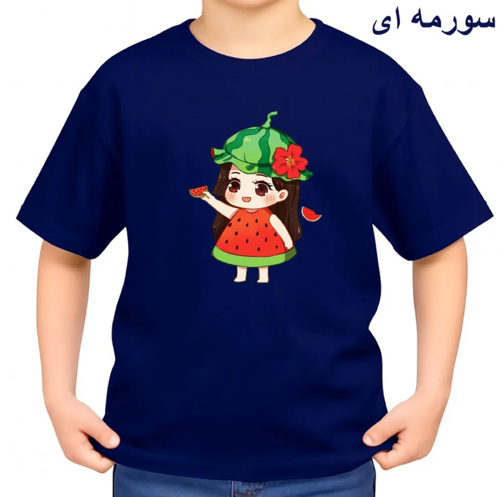 تی‌شرت آستین کوتاه بچگانه مدل دخترک یلدایی کد v43