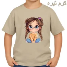 تی‌شرت آستین کوتاه بچگانه مدل دخترک عینکی کد p1
