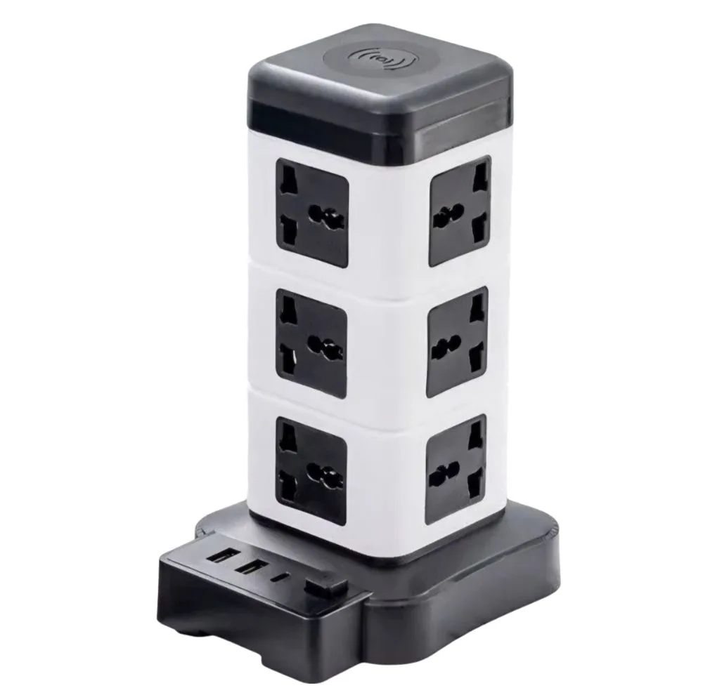 چندراهی برق ایستاده هوشمند ۲۵۰۰ وات مدل Intelligent Vertical Socketبرج با شارژر USB و وایرلس