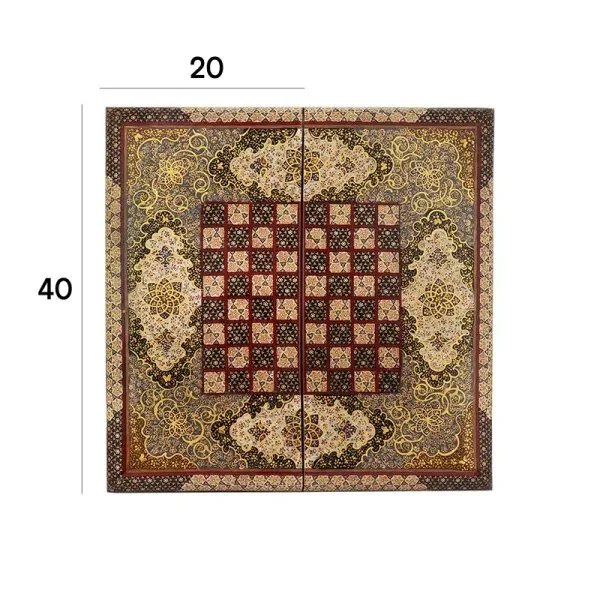 صفحه شطرنج خاتم کاری چوبی فراز هنر مدل نقاشی اسلیمی کد 6-40