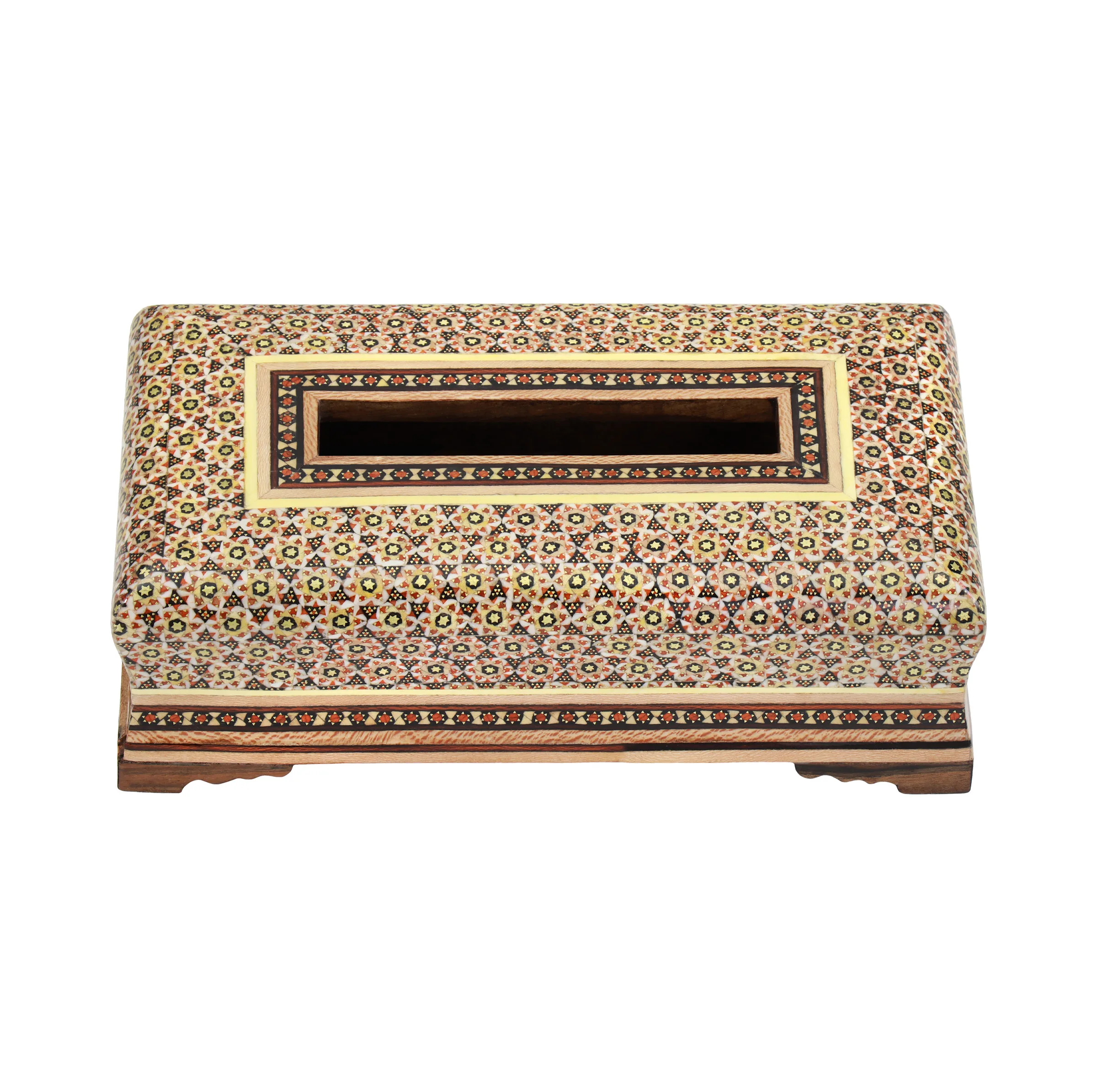 جعبه دستمال کاغذی خاتم کاری چوبی فراز هنر مدل 0010