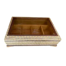 جعبه خاتم کاری چوبی کد 30