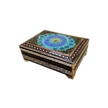 جعبه جواهرات خاتم کاری چوبی طرح تذهیب کد 24