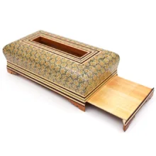 ست جعبه کارد و چنگال و جعبه دستمال کاغذی خاتم کاری کد 3