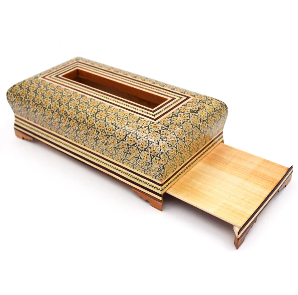 ست جعبه کارد و چنگال و جعبه دستمال کاغذی خاتم کاری کد 3