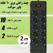 چندراهی برق پاورسوکت مدل F35U-Type-C