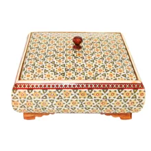 شکلات خوری خاتم کاری چوبی صنایع دستی فاخر مدل پذیرایی کد square15158