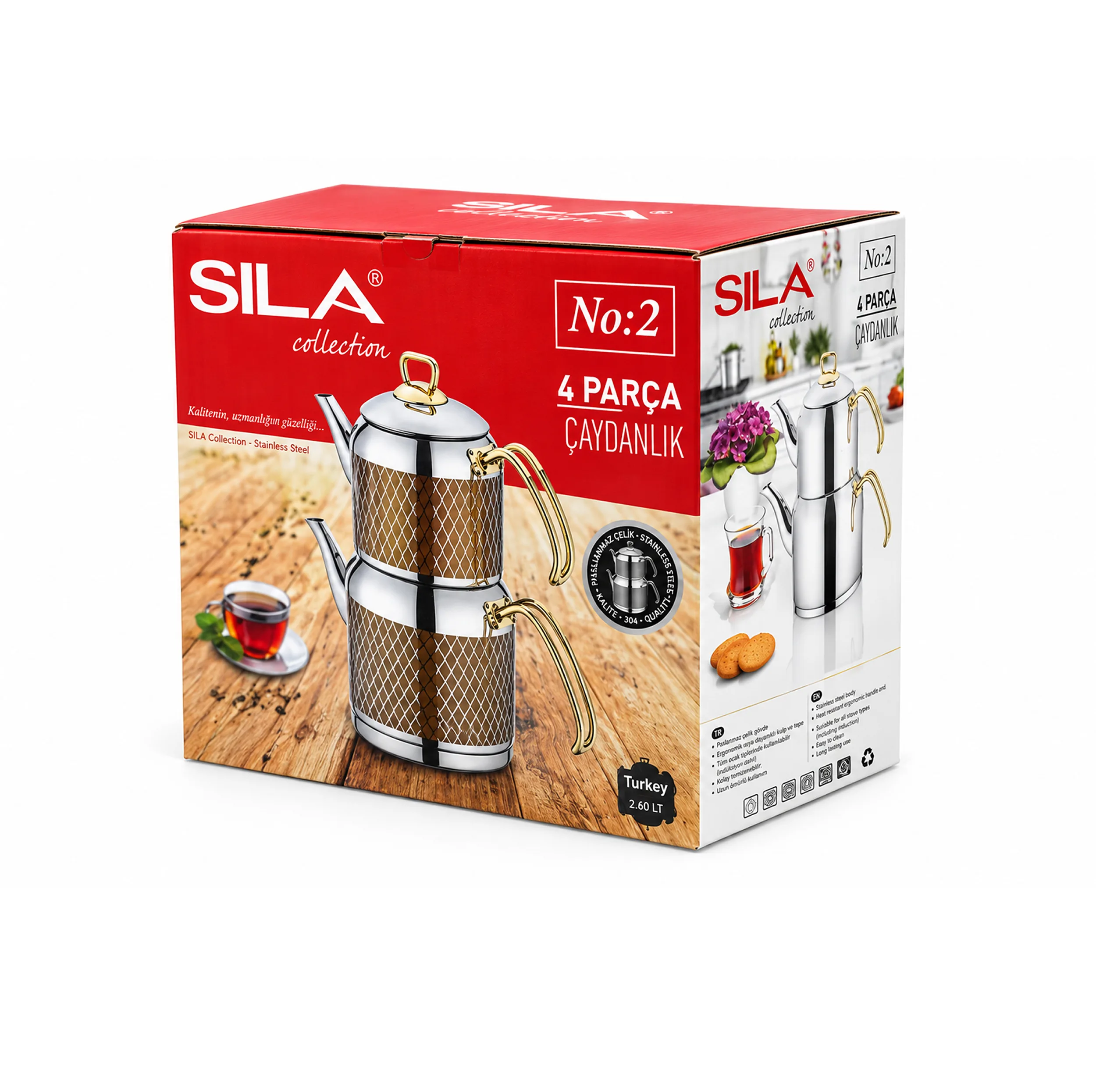 ست کتری و قوری سیلا مدل GOLD_57 گنجایش کتری 2.6 لیتر و گنجایش قوری 1.15 لیتر