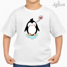 تی‌شرت آستین کوتاه بچگانه مدل پنگوئن و قلب کد v12