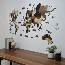 دیوارکوب آماتیس طرح نقشه چوبی جهان مدل 150CM