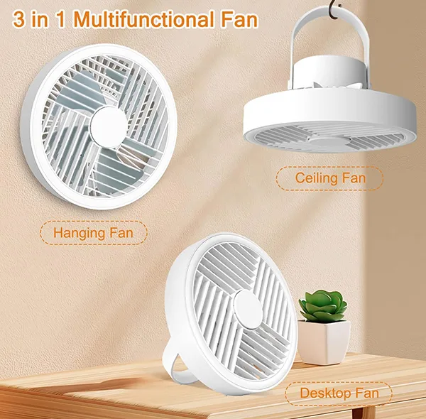 پنکه رومیزی شارژی مدل ال ای دی دار کد RY-2301