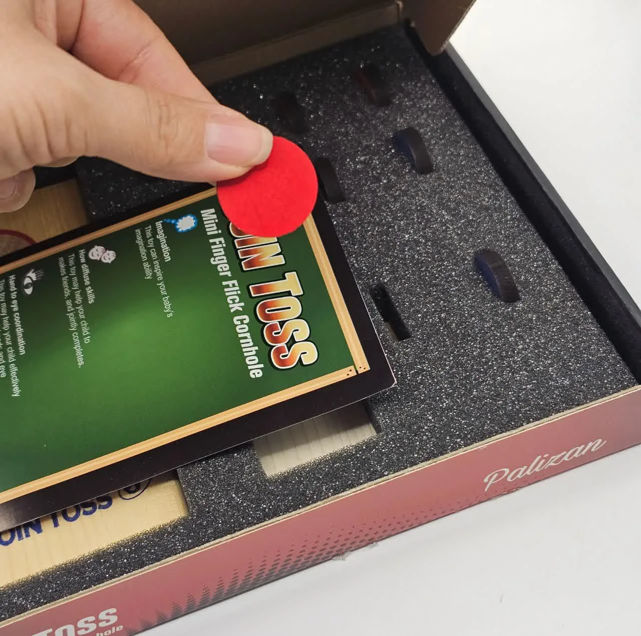 بازی فکری ناب سل مدل پرتاب سکه چوبی کد COIN TOSS MINI FINGER FLICK CORNHOLE