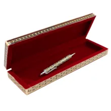 قلمدان خاتم کاری مدل دردار طرح گل و مرغ برجسته کد 8p27gr