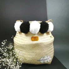 سبد حصیری مدل pompom کد b&wh
