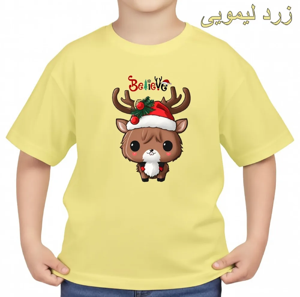 تیشرت آستین کوتاه بچگانه مدل گوزن کریسمس کد v2
