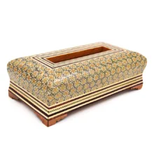 ست جعبه کارد و چنگال و جعبه دستمال کاغذی خاتم کاری کد 3