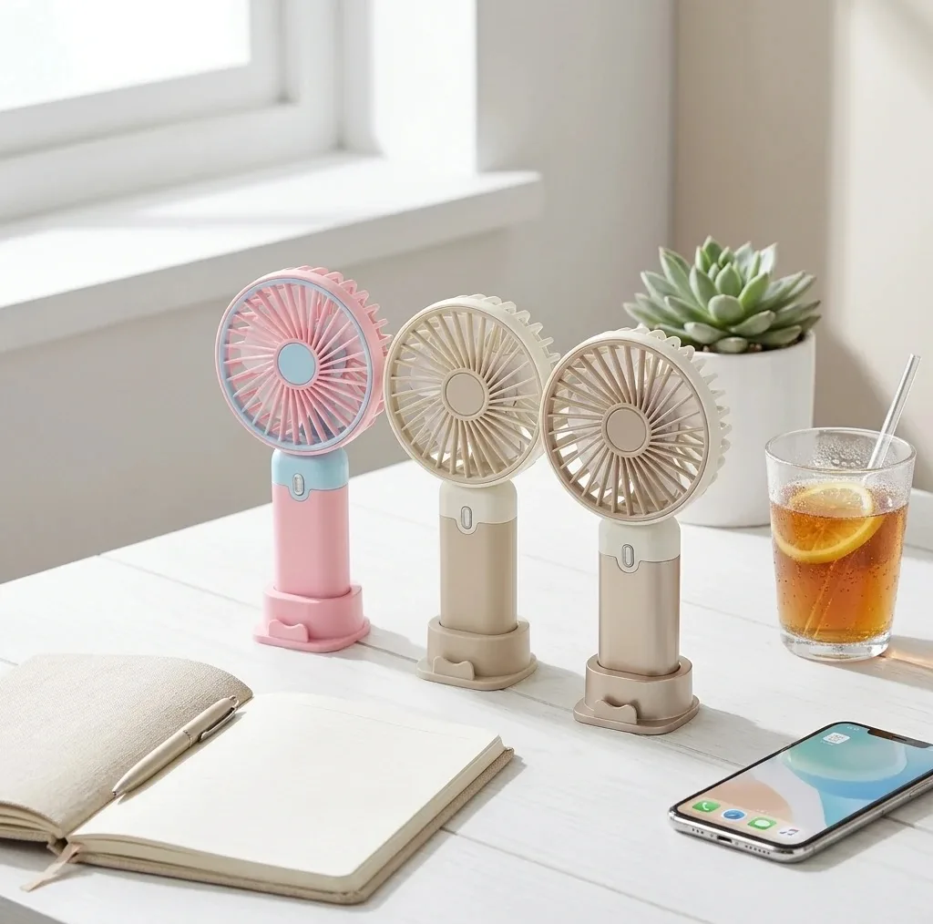 پنکه شارژی مدل Rechargeable Handheld Mini Fan ظرفیت 300 میلی آمپر ساعت